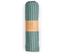 Fethiye Eco-friendly Striped Turkish Towel - Navy Blue + Green