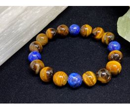 Tiger Eye with Lapis Lazuli accents *8mm stackable gemstone bracelet