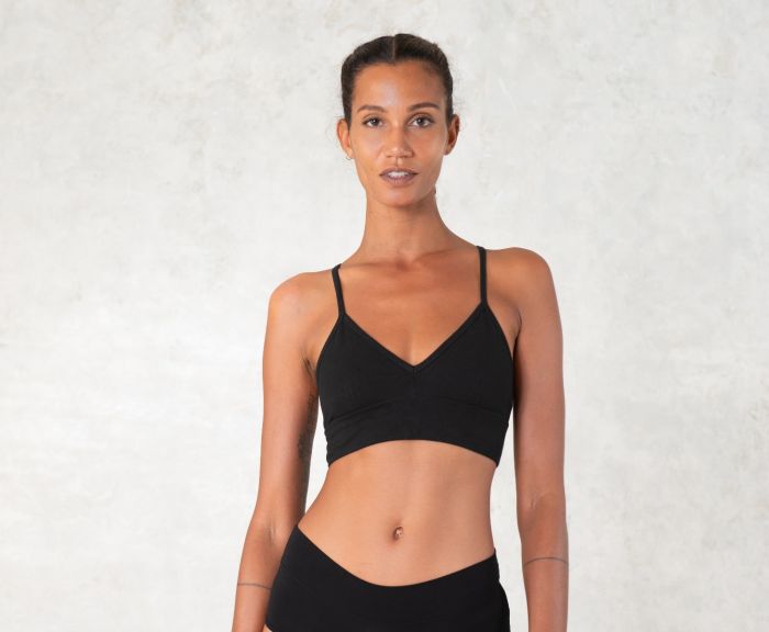 Organic cotton corset bra - black organic yoga bra - bra